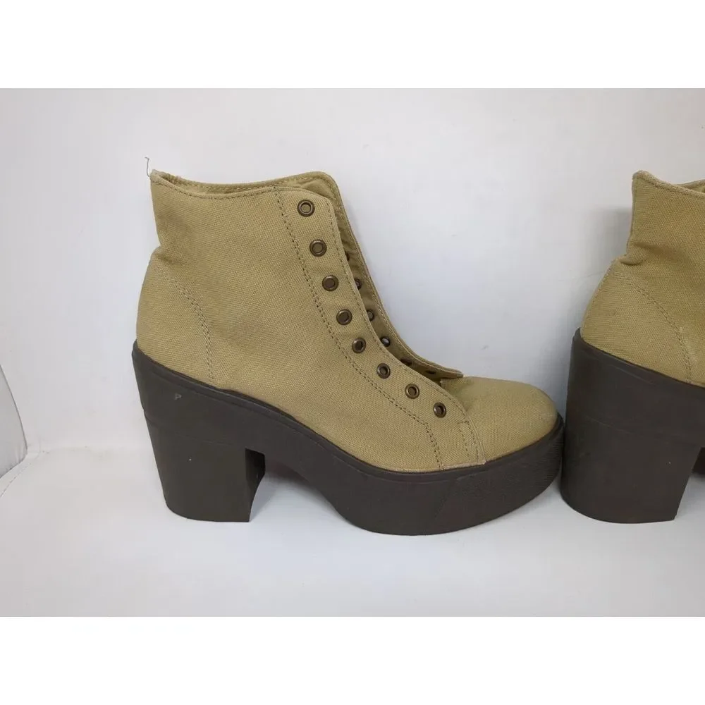 Vintage Bakers‎ Y2K Chunky Platform Heel Boots Shoes Canvas Women's Size 9 Italy